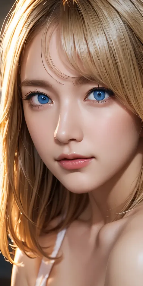 portrait , Practical, blue eyes, blond hair, big breasts, 4K resolution , High Quality CG, Beautiful CG, Soft Light ,