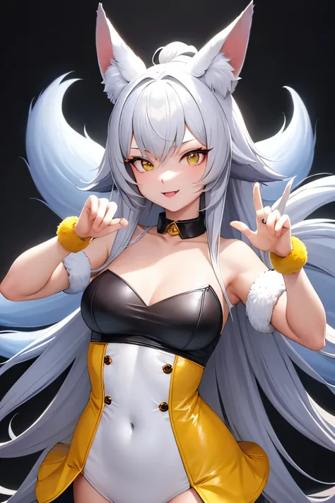 masterpiece,high quality,1 giri,(furry),fox ears,fur yellow,(claw pose),frontal face