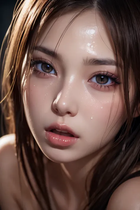 A beautiful anime girl, perfect detailed face and eyes, long eyelashes, wet shiny skin, squirting, intense orgasm, highly detailed, photorealistic, 8k, vivid colors, dramatic lighting, cinematic composition, naked