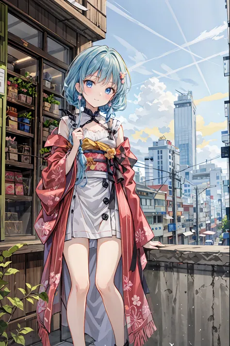   Moonlight 、 anime-like、night、Exterior of the building、Japan House 、 beautiful sky、  Details、 beautiful、background、 Hair， shortcuts， unkempt hair，Short braided hair，Neat， slender beautiful woman，Correct posture，Small chest， beautiful脚， has enchanting gray...