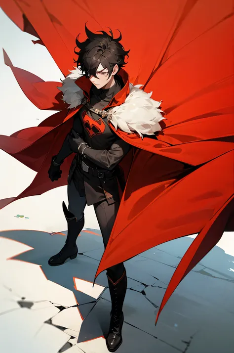 1male , Young Male ,combat Gloves, combat Boots ,robin cape (DC) , Black Hero Mask with whites out eyes , Messy Hair , Serious Expression , Standing on sidewalk , Robin outfit (DC)