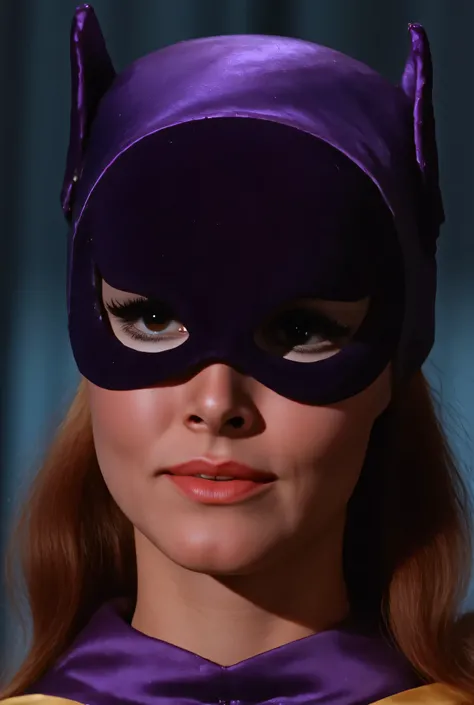 Ultrarealistic, 4K, high resolution. NSFW. wearing batgirl cowl. picture of face only