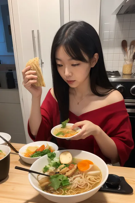 Widow eating miso ramen