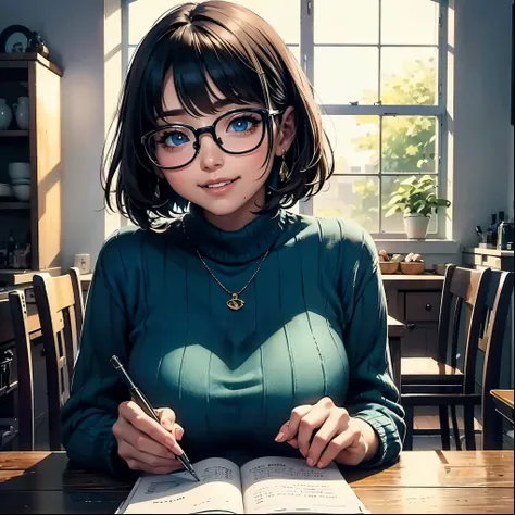 ( table top), sexy、 natural light, is present, Cameltoe, diffused brilliance, the depth of the written boundary, professional lighting、 big eyes、Blue eyes、 blond、 russian 、 big smile、 short bob、The glitter on the background 、 close both eyes、 green s...