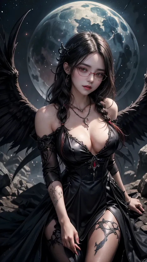 (  top quality ,  high resolution:1.2),( witch、Villainess、devil:1.5),( horror theme、 All Stars World Gothic Witch 、Dark Fantasy:1.5), (   ink and watercolor:1.5), (Ominous Scenery 、 Countless Stars Fly  :1.5),(A provocative smile:1.5),(1900s:1.5), (Shocked...