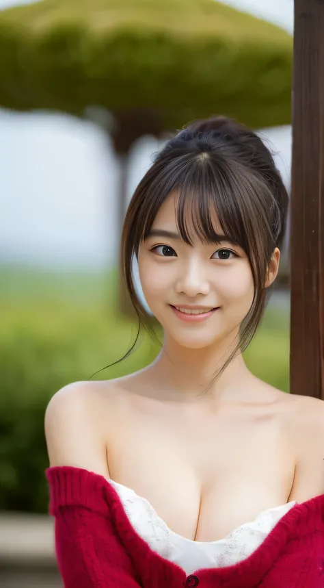 masterpiece,best quality,(Japanese girl),((Beautiful girl)),cleavage,(off shoulder:1.2),(perfect body beauty:1.2),(shy smile),From slightly above