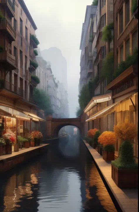 ((masterpiece)),((best quality)),((high detial)),((realistic,))
Industrial age city, deep canyons in the middle, architectural streets, bazaars, Bridges, rainy days, steampunk, European architecture