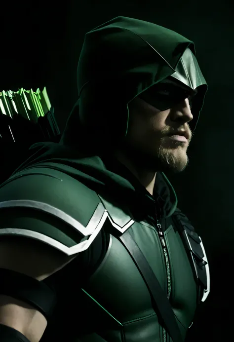 A cinematic image of Charlie Hunnam as Green Arrow live action