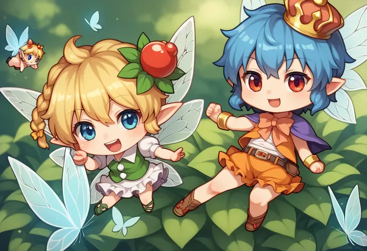 a cartoon image of a girl with a  Fairy  costume and a crown, Puru inspired anime picture , Pixiv,   hurufiyya ,  Touhou Characters , change, Pixie character,  chibi, Pixie, anime  chibi,  The jigsaw puzzle ,  Fairy , From desire, Rei Hiroe,  chibi anime, ...