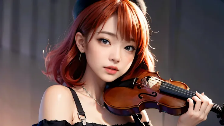 ( Masterpiece:1.3), (Light Skin:1.3),  top quality,  photorealistic,  Super Detail, Detailed,  high resolution,  8k wallpaper),  tell me about one beautiful girl , Band Group Vocals ,  tattooを入れた女の子, John cried.,  tattoo,  wearing a black off-the-shoulder ...