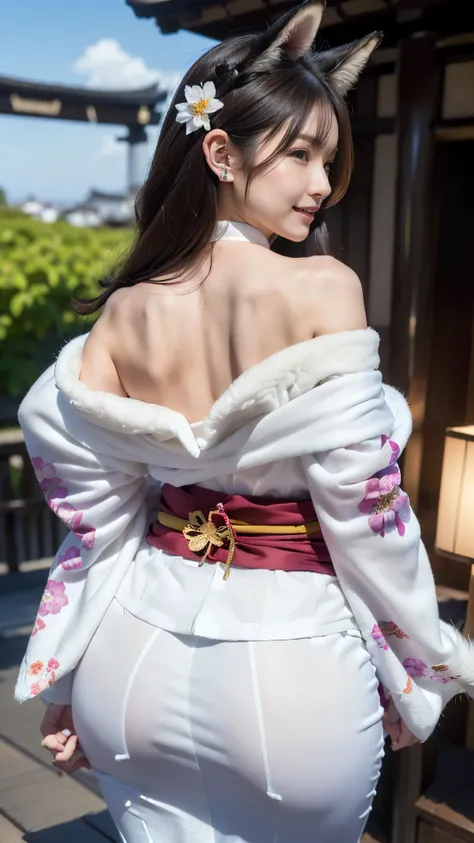 top quality, Masterpiece, Ultra High Resolution, High Definition RAW Color Photos , pro pics, natural skin texture, fine skin, hyperrealism, Ultra-Fine,16k,Japan,(((Gigantic ass,gigantic breasts,煌びやかなJapanの着物,Long-sleeved kimono with a bare flower pattern...