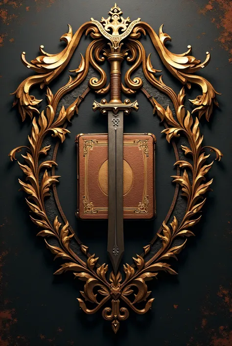 Create a coat of arms with the following trait :  winners of the end and a bible and sword in the middle of the coat of arms 