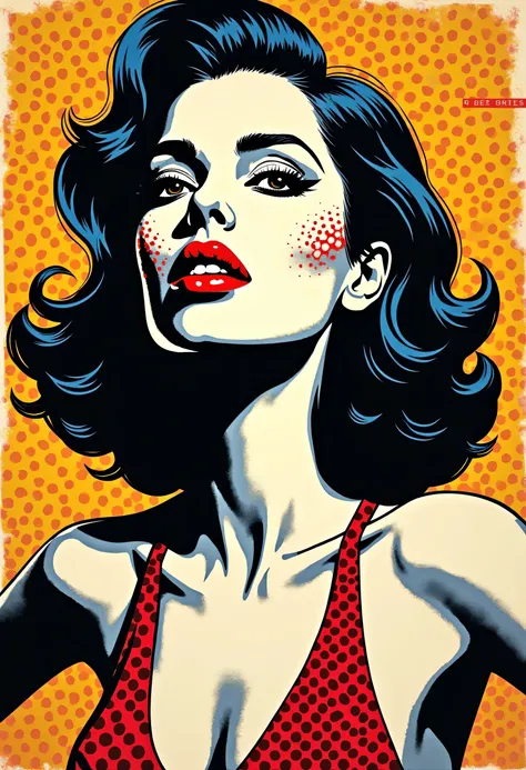  Poster in the style of works by Roy Lichtenstein .  pop art  