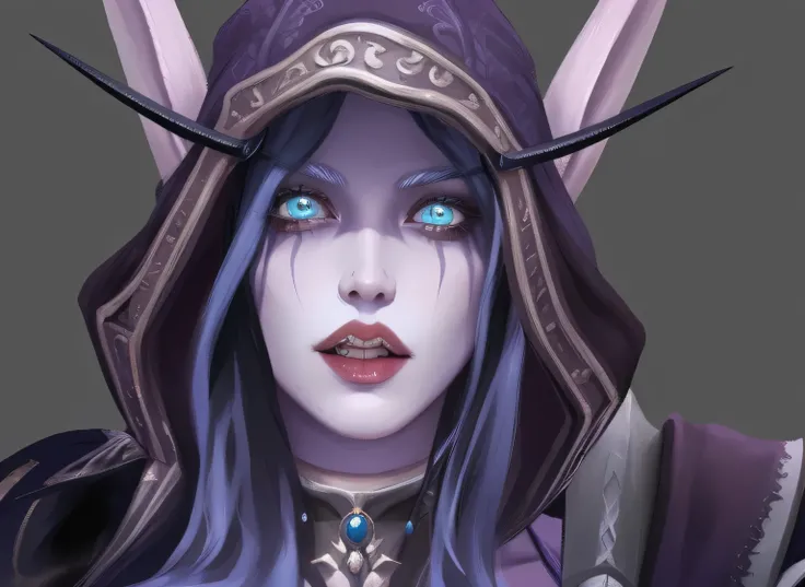  Close-up of a person wearing a turban and a sword,  Sylvanas Windwalker , Portrait of a Female Elf Warlock ,  a close-up portrait of a mage, Portrait of a female mage ,  Dark Elves, Warcraft Characters, Drow, Character close-up, Mage Portrait, Half-elf wo...