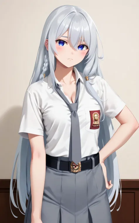 upper body, Random Sexy pose , ((Ultra detailing)), (very aesthetic, best quality, ultra detailed), intricate details,
1girl, silver hair, blue eyes,((Detailed eyes)), ((Beautifull eyes)), ((prefect eyes)), sharp jawline, long hair, shy, Blush ,Wearing sm...