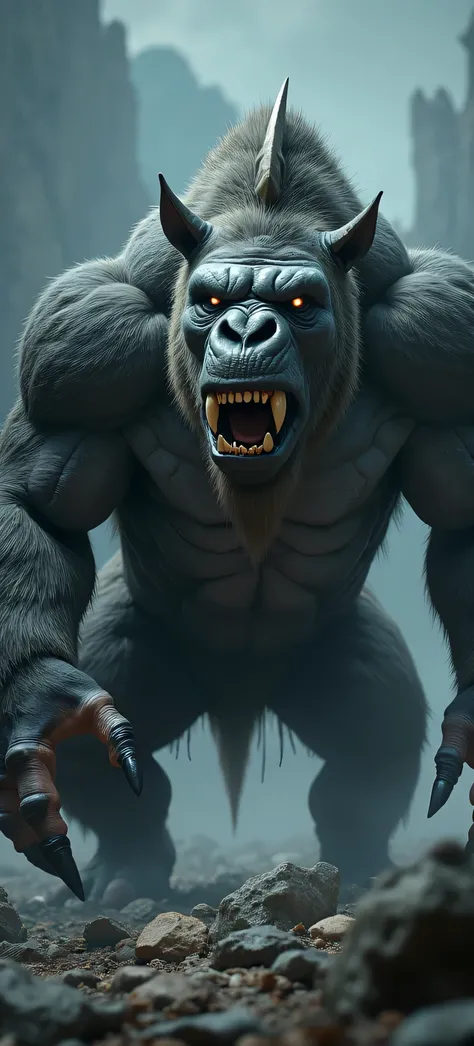 Create the fusion :
 Create a hybrid creature that combines the
ferocious features of a gorilla and a rhinoceros in
A single being.  This beast must have the muscular body of
a rhinoceros ,  with their thick and tough skin ,  together
with the sharp horn o...