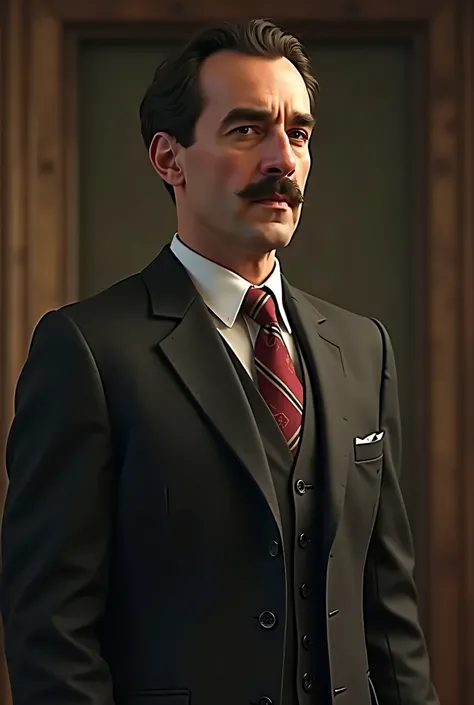 there is a man in a suit and tie with a mustache, inspired by Winsor McCay, video game cutscene, inspired by Henri-Julien Dumont, inspired by René Auberjonois, highly detailed vfx portrait, inspired by Józef Szermentowski, screenshot from a movie, inspired...