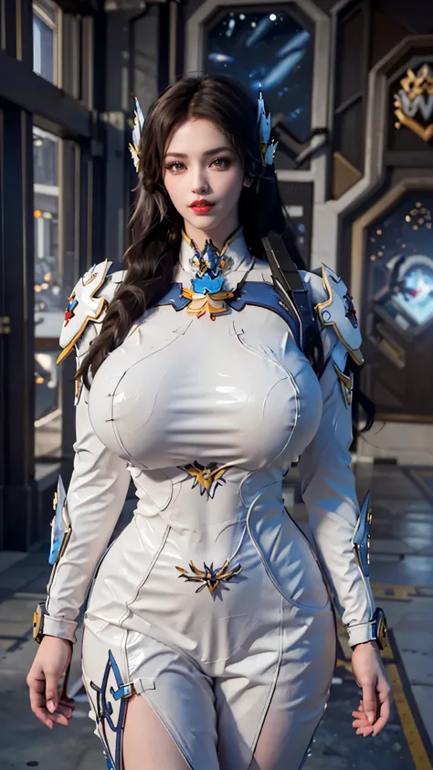 A beauty girl btth xuan yi, mecha_musume, 1 robot knight, 1GIRL, (CLOSE UP UPPER BODY:0.8), (COWBOY SHOT PORTRAIT:1.4), (GOLDEN DRAGON HEAD HELM:1.3),((GIGANTIC FAKE BREASTS:1.5)), (11 line ABS:1.3), ((MECHA GUARD ARMS, MECHA GUARD SHOULDER CRYSTAL CORE:1....