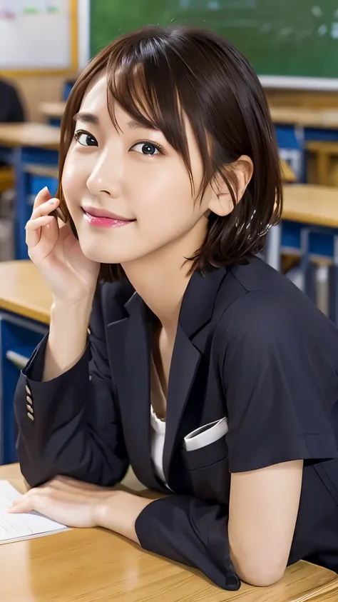 ( school classroom)、Thin face、、 of pussy is embarrassing、( Business Suit )、pubic hair、 short hair、 they hesitate ,、 wet hair, Wakino,, ( high chroma:1.0), ( very detailed肌), ( Please redeem :1.0), ( ultra high resolution:1.0) ,( is present:1.0), ( very...