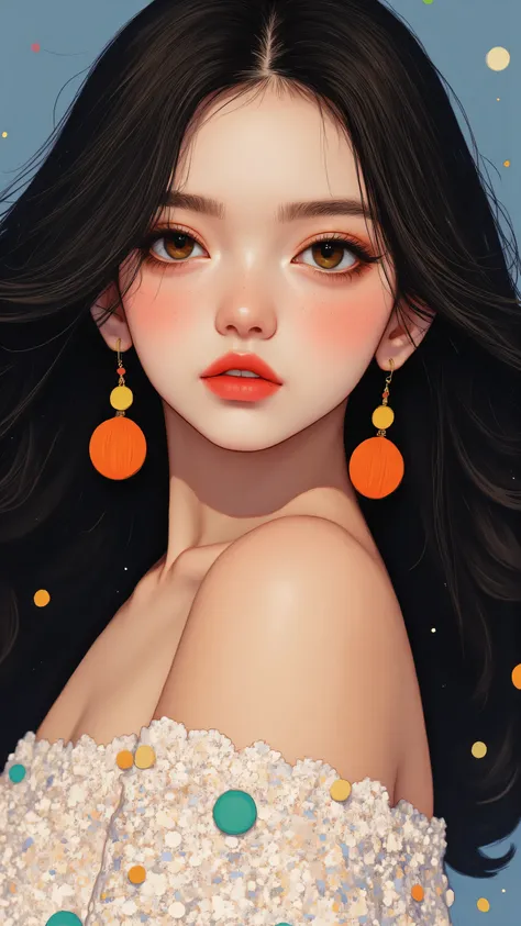 8k, masterpiece, highest quality, Korea's Beautiful Women, Close-up, Long wavy dark hairstyle, voluminous hairstyle, off-shoulder white lace dress,