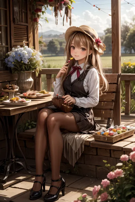 a dream country with licorice trees and candy floss leaves, chocolate dogs and candy flowers, a land of sweets, with little birds made of cream puffs and marzipan kittens...