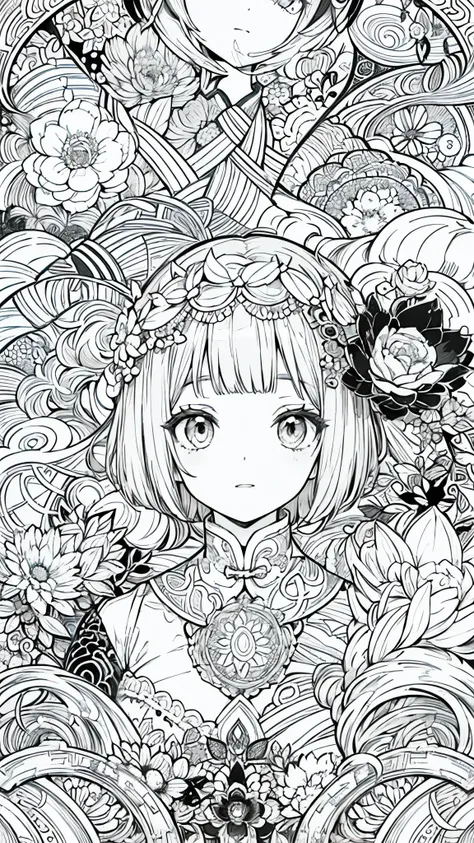  official art for 4 people,  wallpaper,  very detailed, ((( very detailedな目と顔))), Keep your mouth shut .,  Masterpiece,  top quality,   real portrait  , (ZenTangle, Mandala, Tangle, EnTangle), Complicated clothes,  very detailed,  dynamic angle,  the most ...