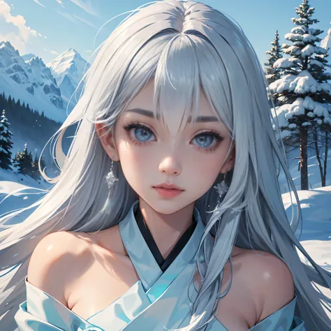  high resolution、 anatomically accurate on a stepladder、 top quality、 Textured Skin、 8k octane 、


 1 girl,  that's amazing
Outdoors ,  Silver Hair,  off shoulder, Mountain,
cloud y empty,  ( Masterpiece),( Extremely High Definition CG Unity 8K Wallpaper),...