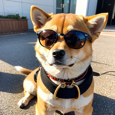 A cool Shiba Inu with sunglasses
