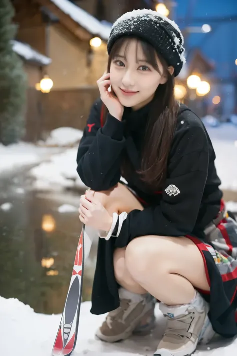 in the seat, (Wear ski wear:1.2), ( in a loop , Don't Wear the Best Quality ), ( exist, photorealistic :1.4), Masterpiece, (( Knee-length shots )), so delicate and beautiful, 非常に Detailsなアウトドア , 2k wallpaper, wonderful, ...