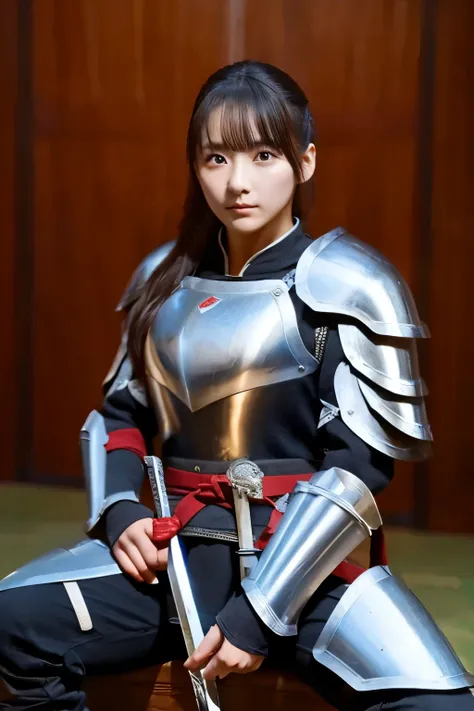     top quality   ,  Masterpiece,     high resolution,     in the seat, Knight Armor,  Are you ready to go to the battlefield with a long sword in your hand 、Ready to go to battle 