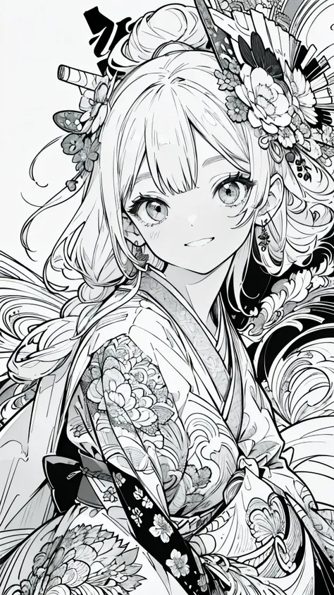  official art for 4 people,  wallpaper,  very detailed, ((( very detailedな目と顔))), Masterpiece,  top quality,   real portrait  , (ZenTangle, Mandala, Tangle, EnTangle),  Intricate Kimono Pattern ,  very detailed,  Dynamic Angles ,  the most beautiful form o...