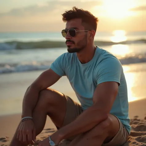 Man sitting on the beach:
by:
- Color: Intense Black (#000000)
- Texture: seeds, silky and slightly wavy
- Muscular and slightly curvilinear length : low and side , with a cut that fades towards the back of the neck
- Style : brushed backwards, wi...