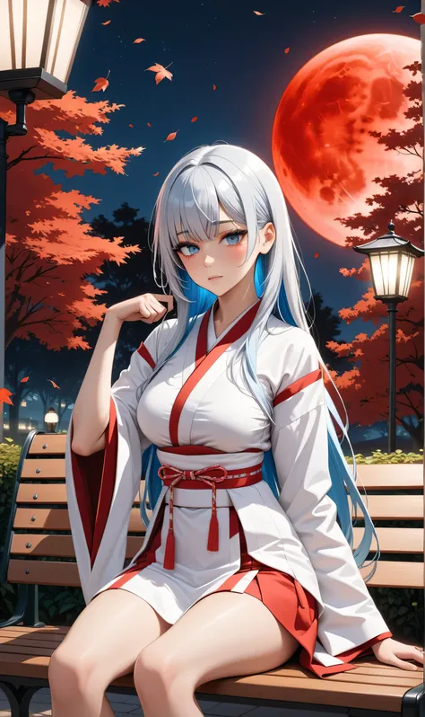 ((Random Sexy pose)), ((Ultra detailing)), (very aesthetic, best quality, ultra detailed), intricate details, 1girl, silver hair, Blue inner hair  ,((Silver eyes)), ((Detailed eyes)), ((Beautiful eyes)), ((prefect eyes)), sharp jawline, long hair, (mullet)...