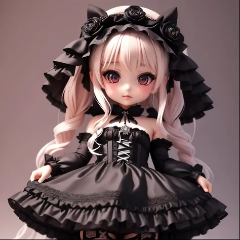 With a girl, Black Sheer, chibi,, , Premium Ground , Dithering, Widespread ,   watch viewers , gothic lolita fashion