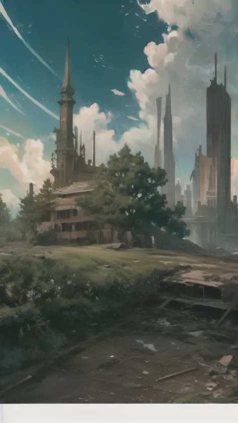 Makoto Shinkai,You are here., Masterpiece,  top quality,  Super Detail,  illustration , , (bottle bottom:0.9), 


Solarpunk, ruins,  fantasy, rainbow sky, civilization destroyed, dilapidated buildings, Forested City、Bright brightness、During the day, there ...