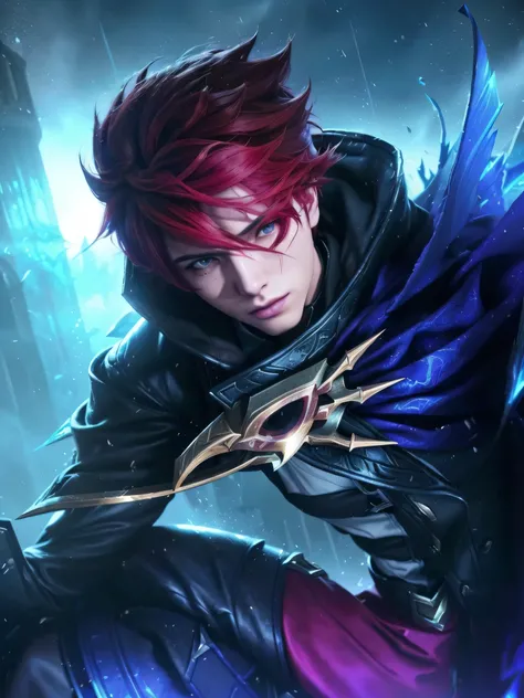 a close up of a person with a red hair and a black jacket, league of legends arcane, league of legends character, style league of legends, arcane jayce, wild rift, arcane league of legends, arcane : league of legends, style of league of legends, riot game,...