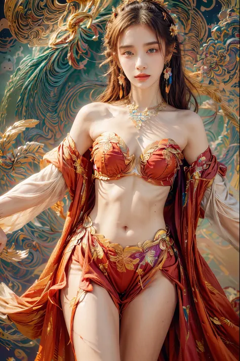 (masterpiece, top quality, best quality, official art, beautiful and aesthetic:1.2), (1girl:1.3), extremely detailed,(fractal art:1.1),(colorful:1.1)(flowers:1.3),highest detailed,(zentangle:1.2), (dynamic pose), (abstract background:1.3), (shiny skin), (m...
