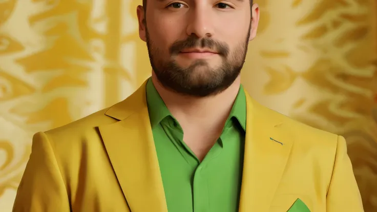 wearing the traditional green and yellow Brazilian presidential sash across his chest, with the golden coat of arms in the center.