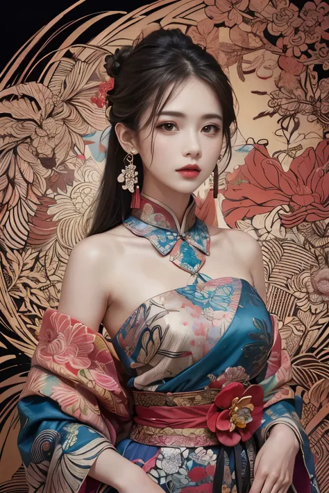 (masterpiece, top quality, best quality, official art, beautiful and aesthetic:1.2), (1girl:1.3), extremely detailed,(fractal art:1.1),(colorful:1.1)(flowers:1.3),highest detailed,(zentangle:1.2), (dynamic pose), (abstract background:1.3), (chinese Traditi...