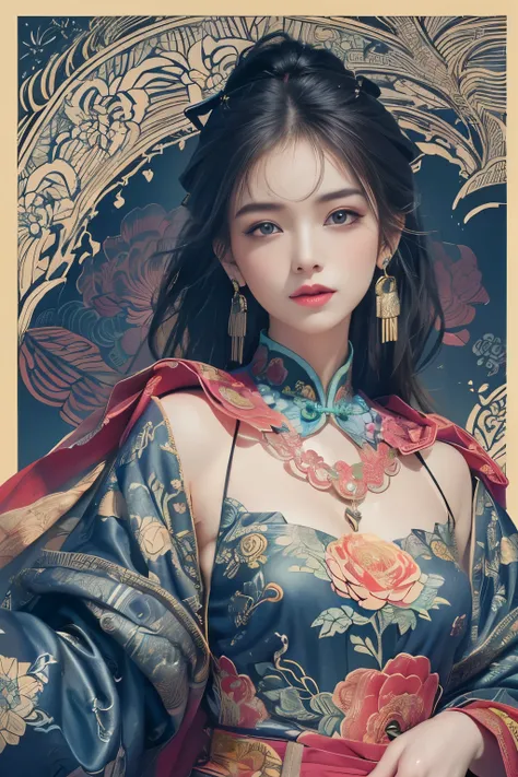 (masterpiece, top quality, best quality, official art, beautiful and aesthetic:1.2), (1girl:1.3), extremely detailed,(fractal art:1.1),(colorful:1.1)(flowers:1.3),highest detailed,(zentangle:1.2), (dynamic pose), (abstract background:1.3), (chinese Traditi...