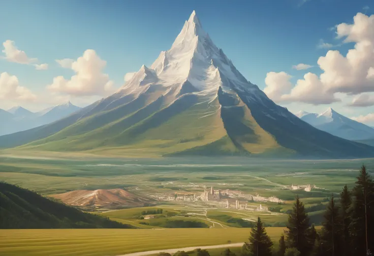  Alaf photo of a mountain with green fields and mountains in the background ,  elaborate matte painting by Alexander Robertson ,  Pexel Contest Winner , Renaissance, Machu Picchu, still,  é “ãè©³ç'°ãe? ¼ ãããaã³ãa°, still style,  Ancient City Scenery , Very...