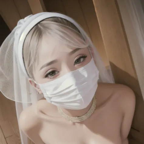 ( Masterpiece,  top quality:1.2),  1 girl, throw,  fellatio_Down_ mask,  mask,Translucent veil,  face up,  from above