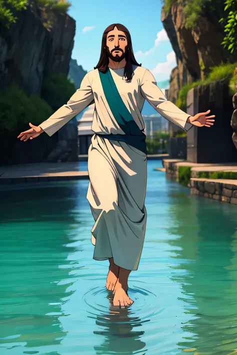 
Feet of Jesus walking on water