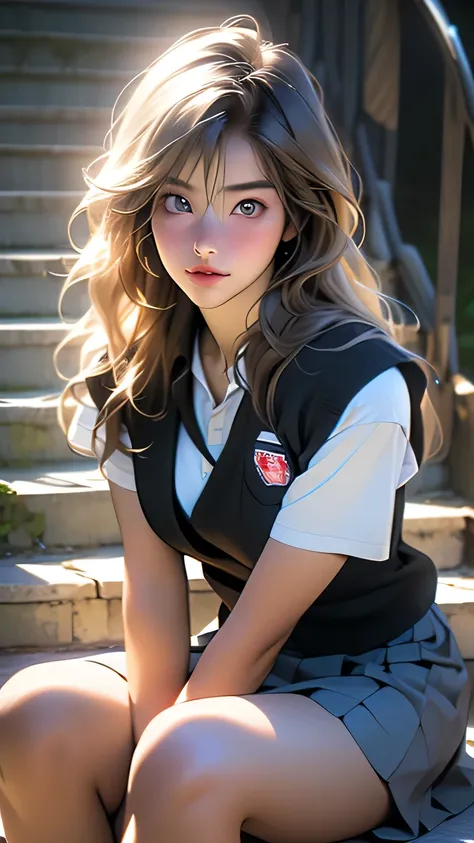  top quality,  focus on face , Soft light,  ultra high resolution, ( Photorealistic:1.4),  RAW Photo ,
 1 Japanese girl, Alone,  cute, (pupil,  light in the eye),   is looking at her beautiful face in detail, ( small breasts),( high-resolution human skin t...