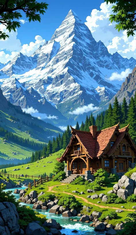 Beautiful mountain with a house