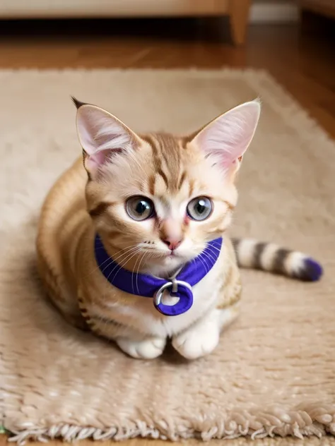 arafed siamese cat sitting on carpet with purple collar, aesthetic siamese cat, has two adorable blue eyes, an adorable kitten, the cutest kitten ever, small blue eyes, with pointy ears, she has a cute face, smol, a cute cat, r/aww, he has an elongated hea...