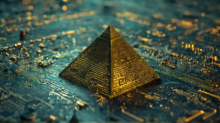 Egyptian pyramid circuit board, ((focus))