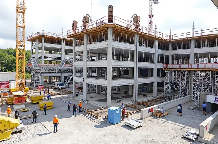 metal struts in a modern construction with a large wingspan