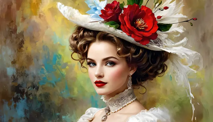  Victorian Hungarian Women 19th Century Women,  hazel hair ,  red lips, Nice features, Vadim Kashin,  James Gurney , ink,  splash art",  Amazing Beauty  , Royo, After gender determination , Super detailed splash art modern European ink painting