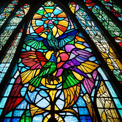 
a close up of a stained glass window with a bird on it, backlit stained glass, on a stained glass window, window at the center, stained glass art, stained glass!!, stained glass, stained glass window, stain glass, maxim verehin stained glass, mystical cat...